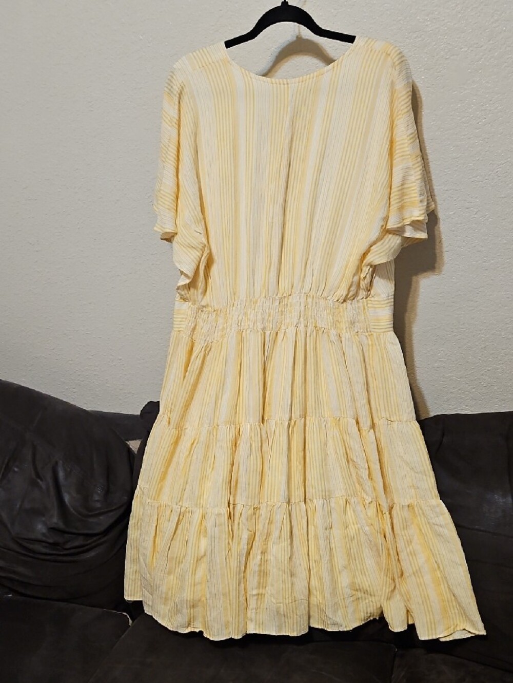 Lane Bryant Soft Yellow Striped V-Neck Midi Dress - Picture 6 of 9